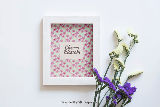 Spring Mockup With White Frame Psd