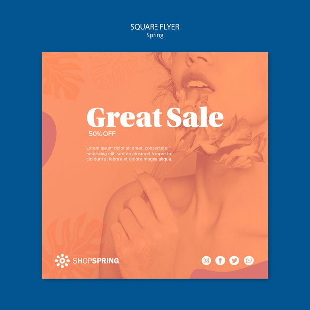 Spring Sale Offer Square Flyer Psd