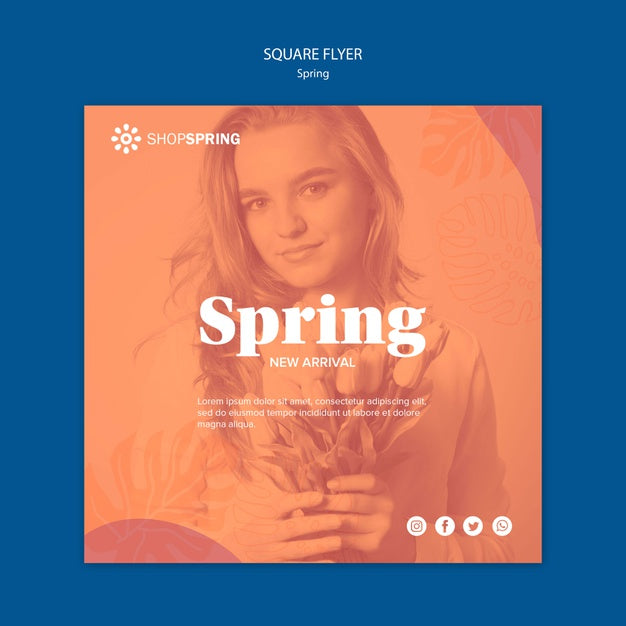 Spring Shopping Square Flyer Psd