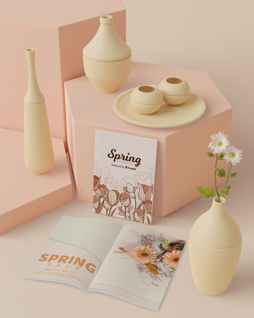 Spring Time With 3D Decorations Concept Psd