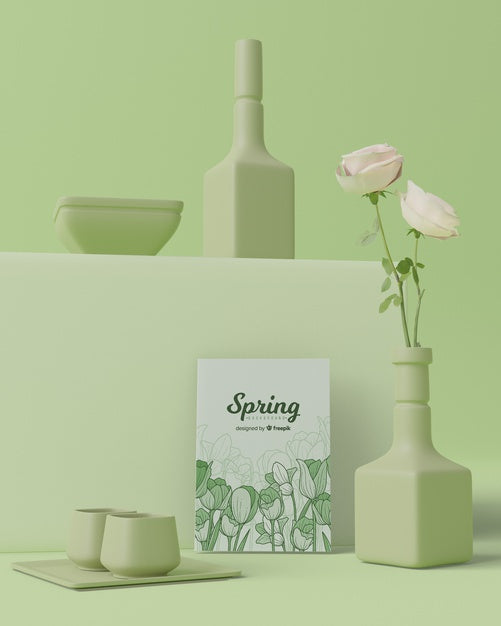 Spring Time With Decorations In 3D Design Psd