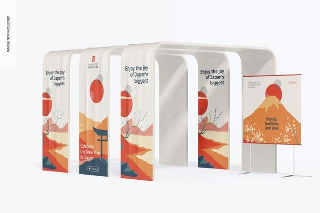 Square Advertising Event Arches Mockup Psd