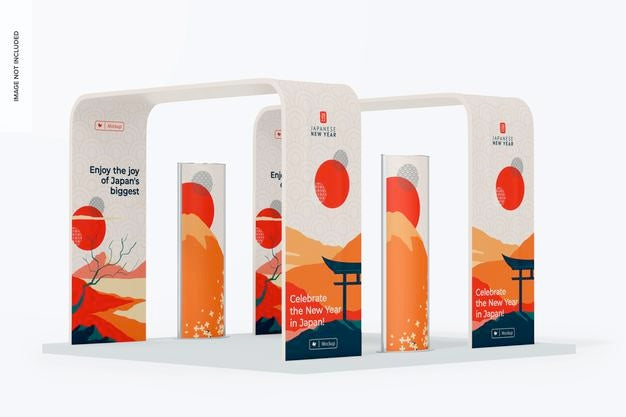 Square Advertising Event Arches Mockup, Right View Psd