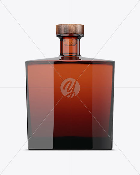Square Amber Glass Bottle Mockup