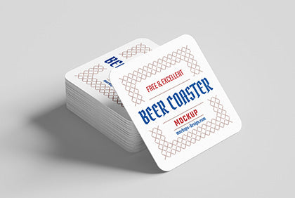 Square Beer Coaster Mockup