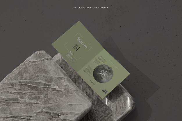 Square Bi Fold Brochure Mockup Psd