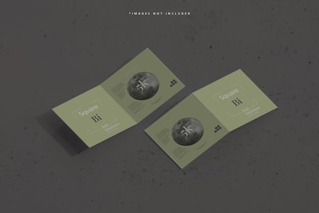 Square Bi Fold Brochure Mockup Psd
