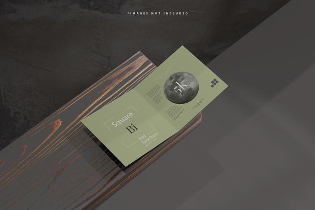 Square Bi Fold Brochure Mockup Psd