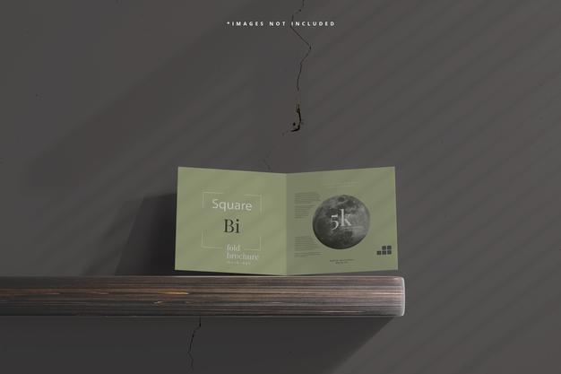 Square Bi Fold Brochure Mockup Psd