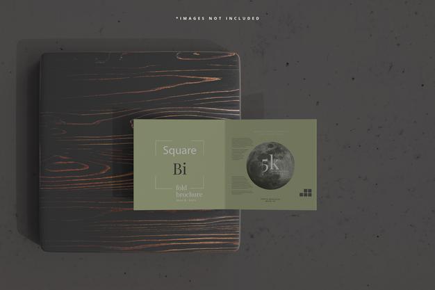 Square Bi Fold Brochure Mockup Psd
