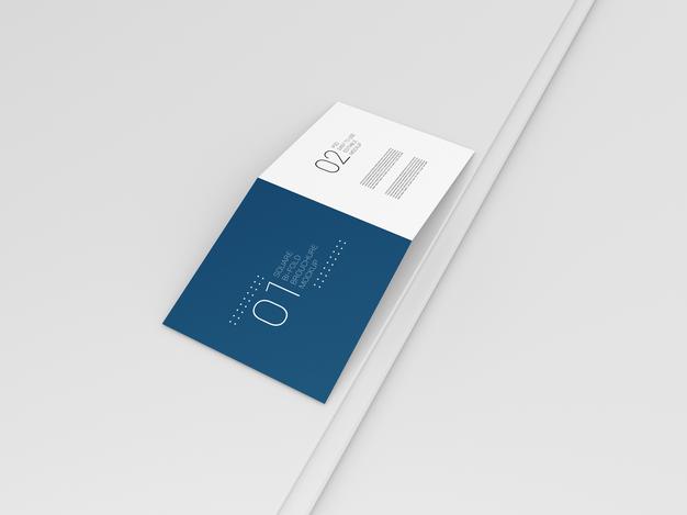 Square Bi-Fold Brochure Mockup Psd