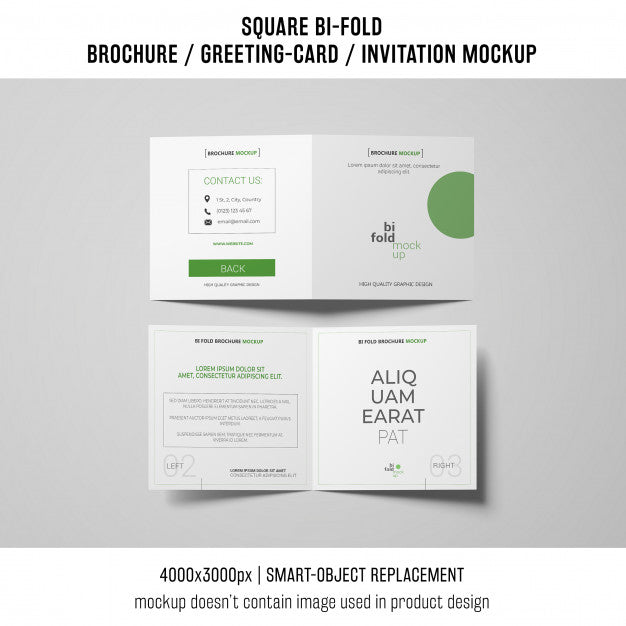 Square Bi-Fold Brochure Or Greeting Card Mockup Of Two Psd