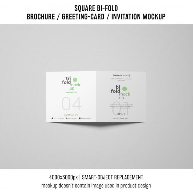 Square Bi-Fold Brochure Or Greeting Card Mockup On Gray Background Psd