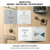 Square Bi-Fold Brochure Or Greeting Card Mockup On Wooden Table Psd