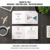 Square Bi-Fold Brochure Or Greeting Card Mockup On Workspace Psd