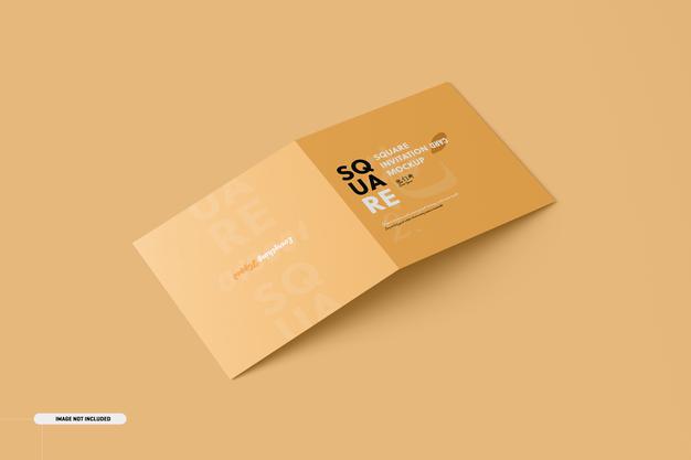 Square Bifold Invitation Card Mockup Psd