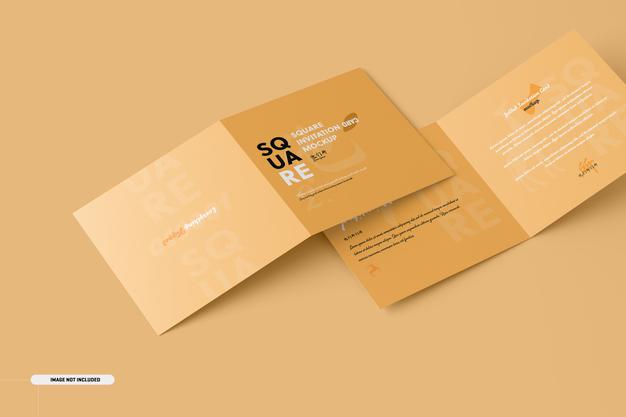 Square Bifold Invitation Card Mockup Psd