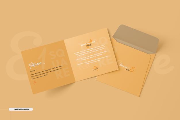 Square Bifold Invitation Card Mockup Psd