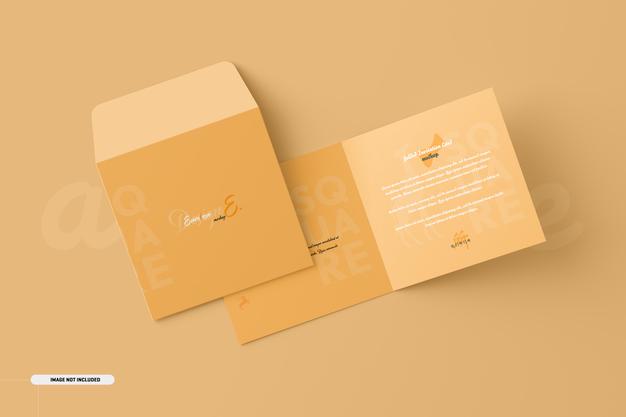 Square Bifold Invitation Card Mockup Psd