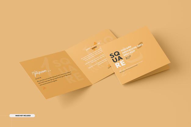 Square Bifold Invitation Card Mockup Psd