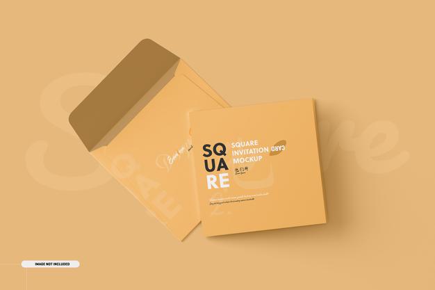 Square Bifold Invitation Card Mockup Psd