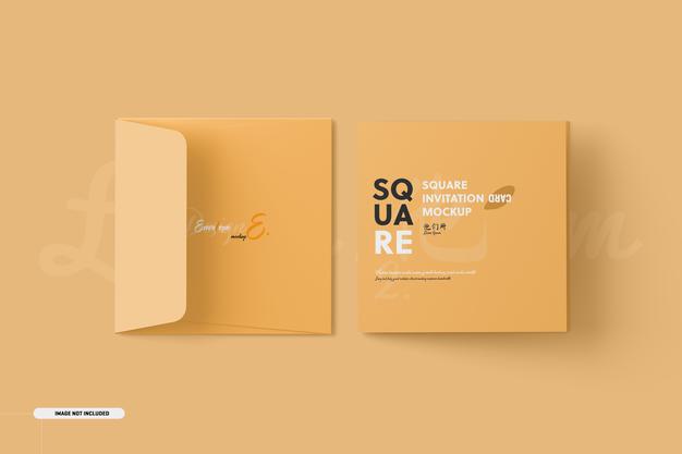 Square Bifold Invitation Card Mockup Psd