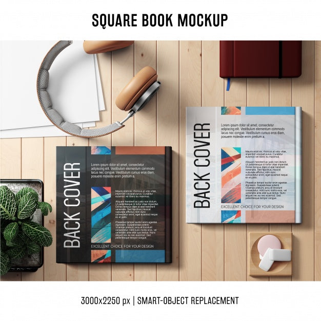 Square Book Mockup Psd