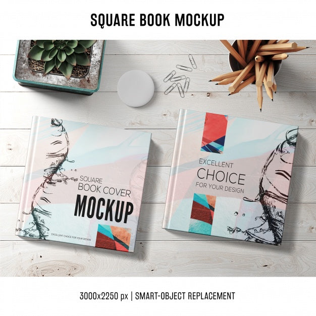 Square Book Mockup Psd