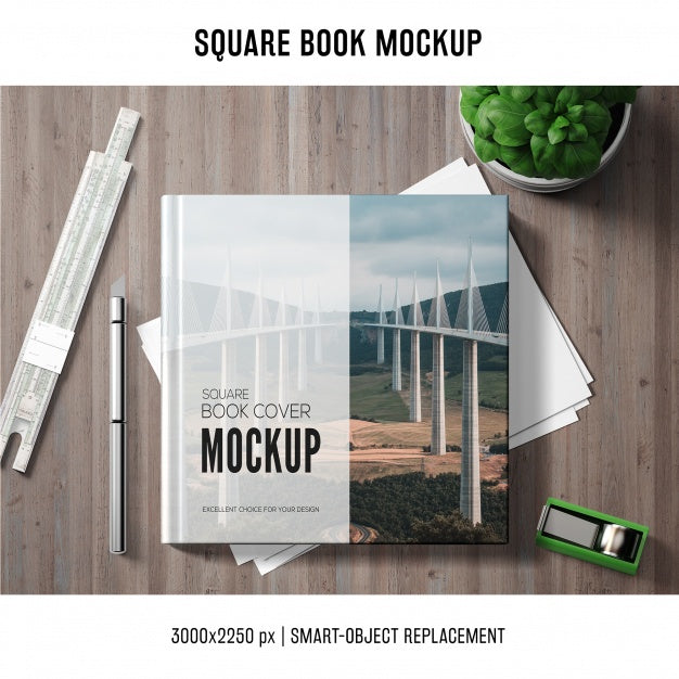 Square Book Mockup Psd