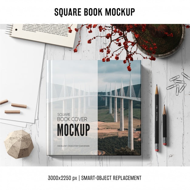 Square Book Mockup Psd