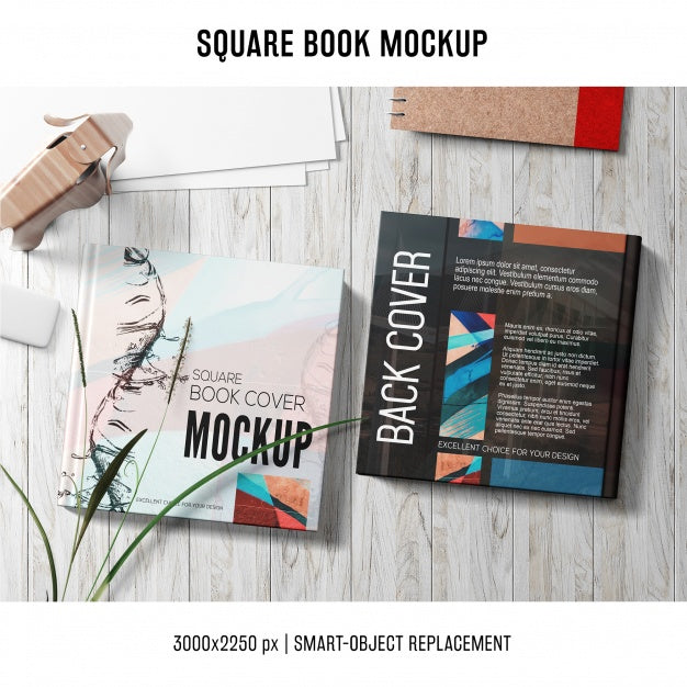Square Book Mockup Psd