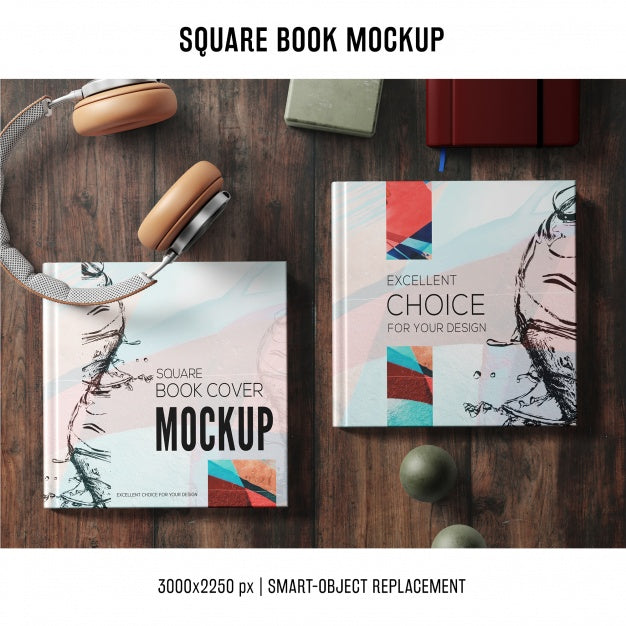 Square Book Mockup Psd