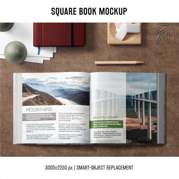 Square Book Mockup Psd