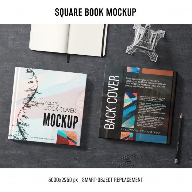 Square Book Mockup Psd