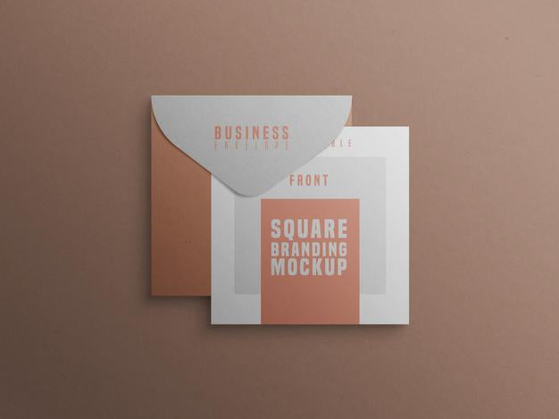 Square Branding Mockup With Business Card And Envelop Psd