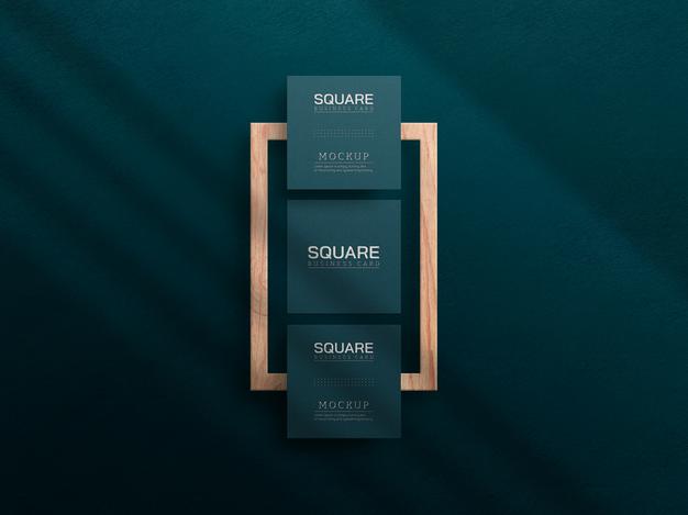 Square Business Card Mockup With Letterpress Effect Psd