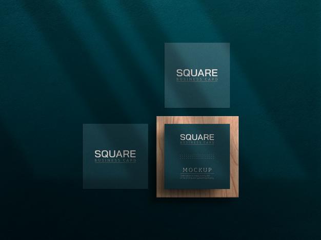 Square Business Card Mockup With Letterpress Effect Psd