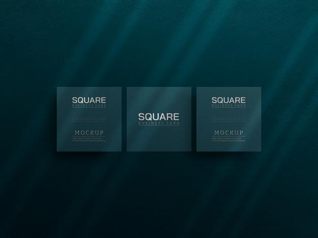 Square Business Card Mockup With Letterpress Effect Psd