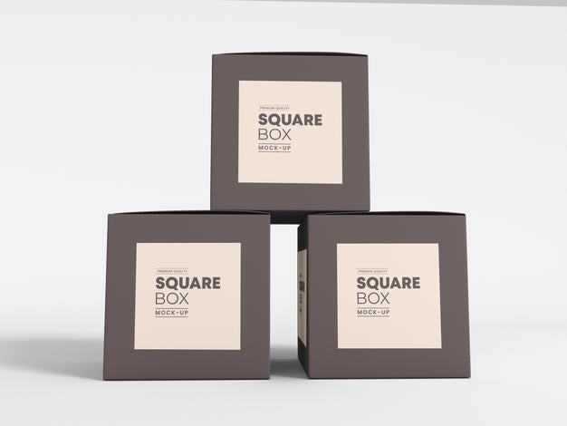 Square Cardboard Delivery Box Mockup Psd