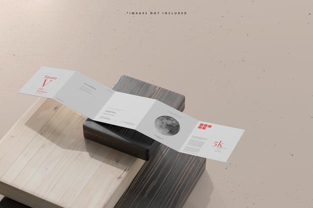 Square Five Fold Brochure Mockup Psd