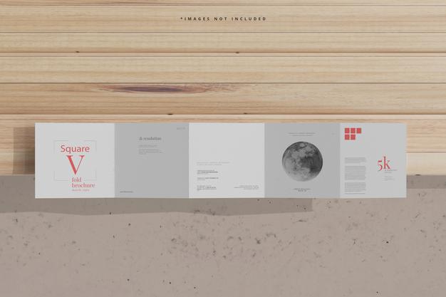 Square Five Fold Brochure Mockup Psd