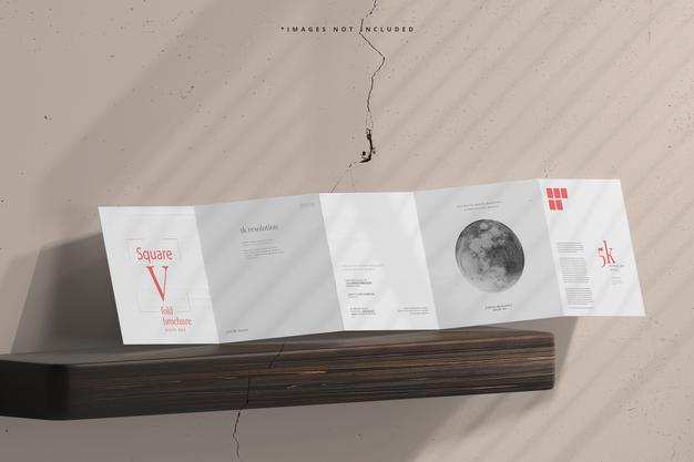 Square Five Fold Brochure Mockup Psd