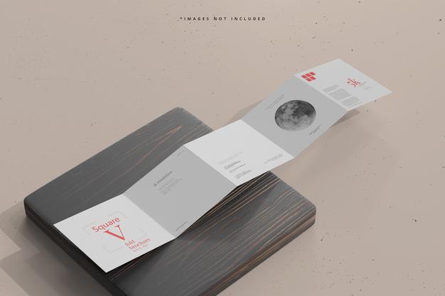 Square Five Fold Brochure Mockup Psd