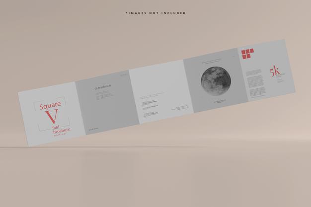 Square Five Fold Brochure Mockup Psd