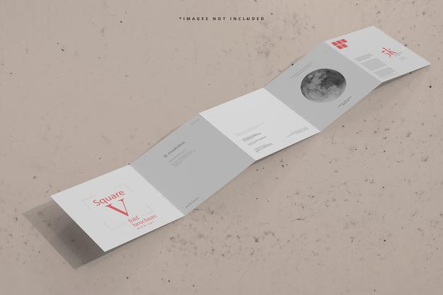 Square Five Fold Brochure Mockup Psd