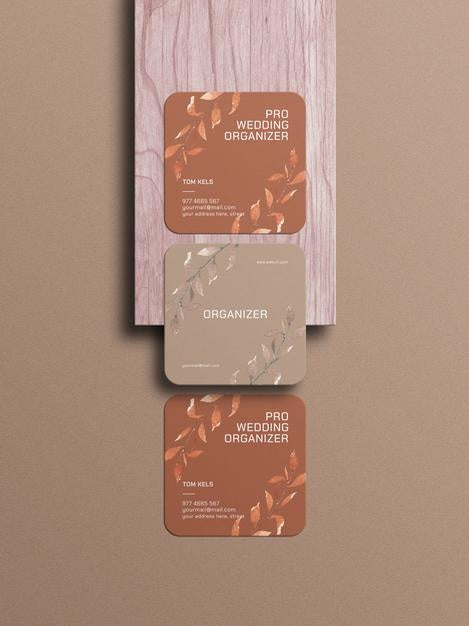 Square Floral Business Card Mockup Psd