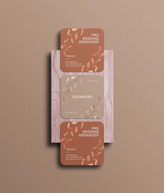 Square Floral Business Card Mockup Psd