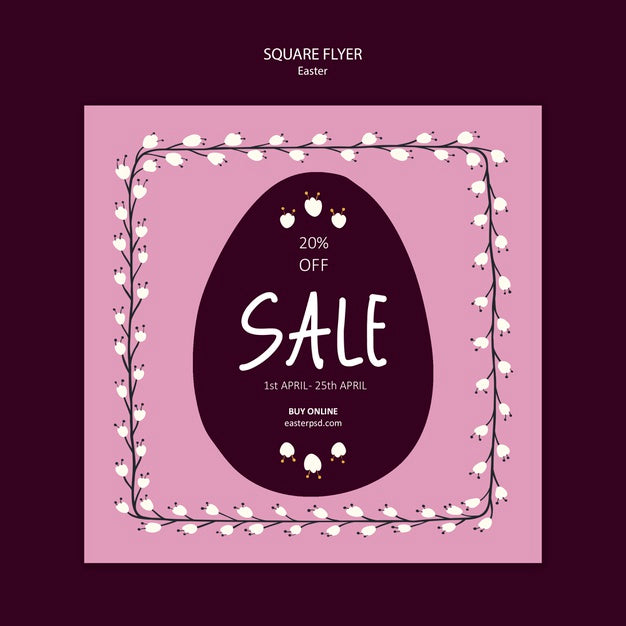 Square Flyer With Seasonal Easter Sales Psd
