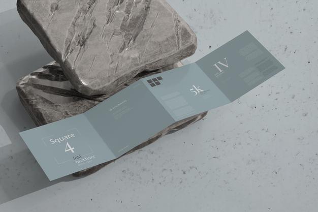 Square Four Fold Brochure Mockup Psd