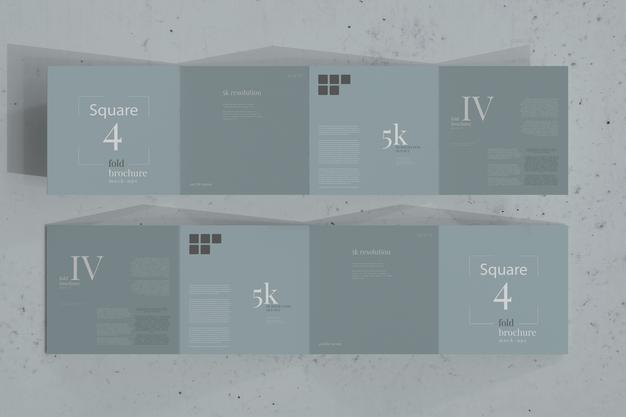 Square Four Fold Brochure Mockup Psd